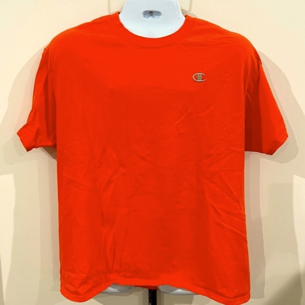 Champion Authentic Orange Cotton Workout Tee Short Sleeve T-Shirt